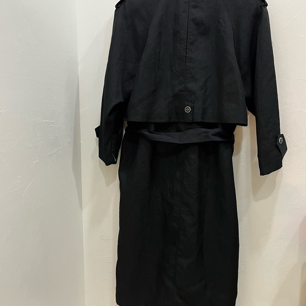 Gallery Trench Coat Women 6 Black Good Vintage Belted Polka Dot Lining - Picture 4 of 8
